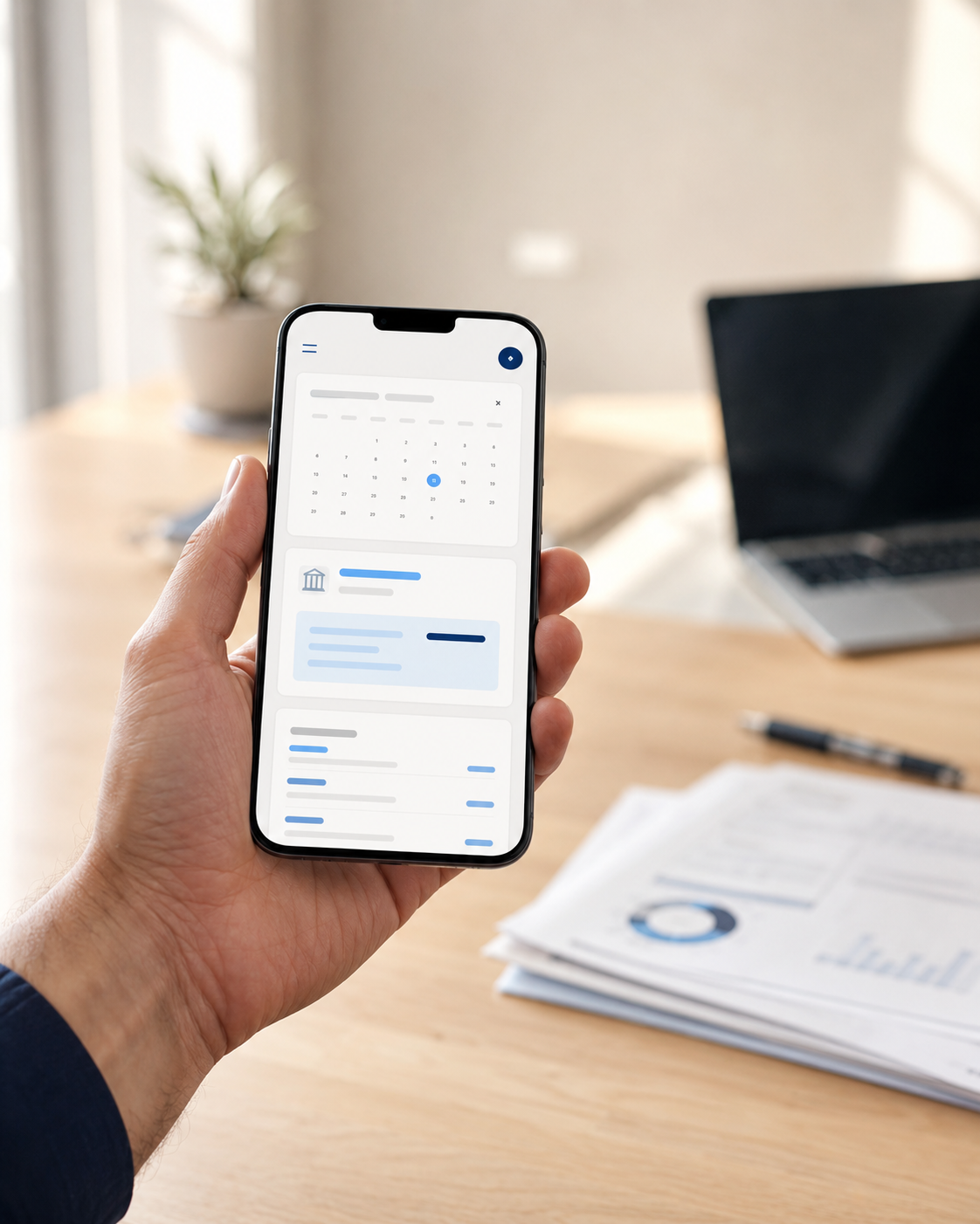Cliente revisando sus vencimientos fiscales con Joymo Consulting en el móvil